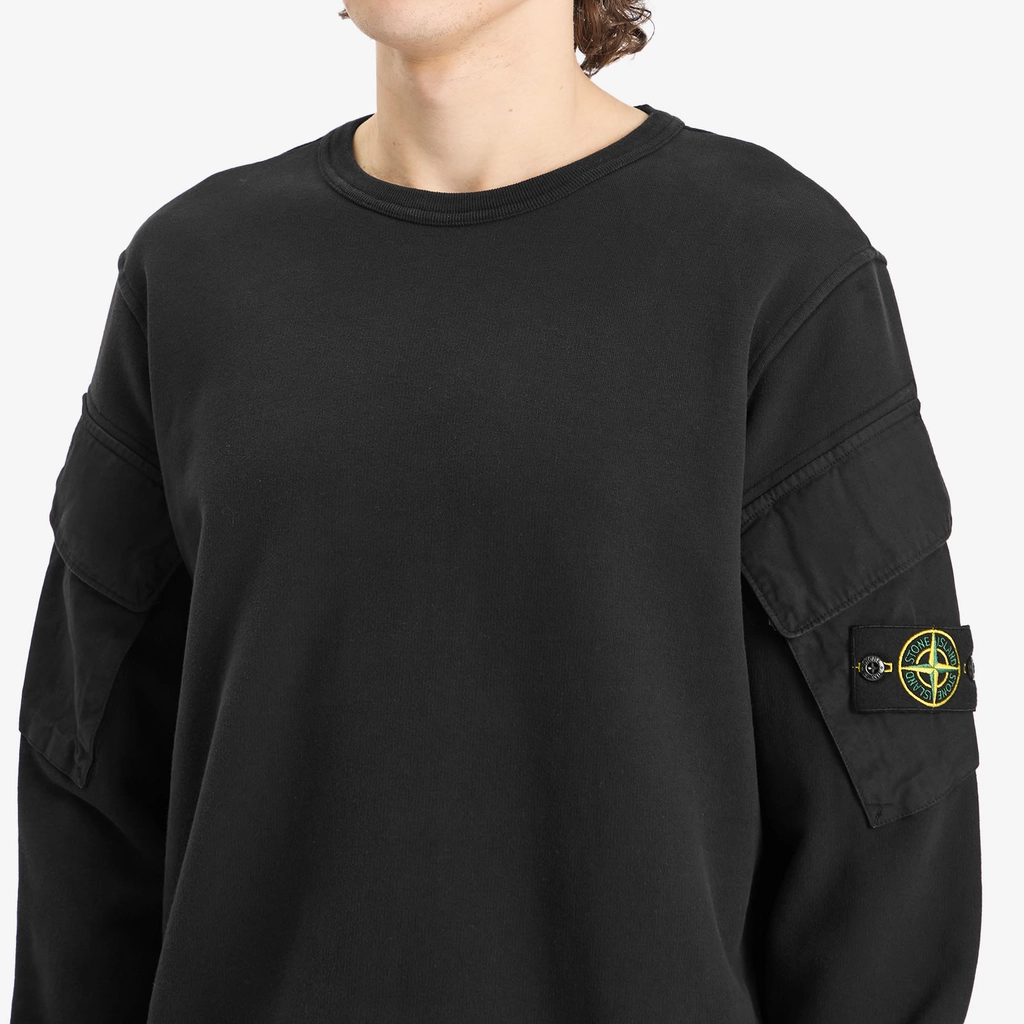 Stone Island Men's Brushed Fleece Cargo Pocket Sweatshirt Black